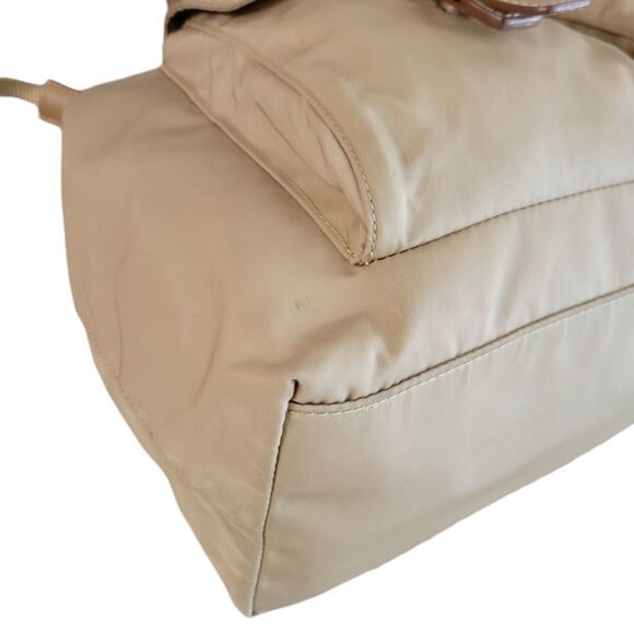 Prada Nylon Leather Beige khaki Tote Shoulder Bag Handbag - Picture 8 of 15